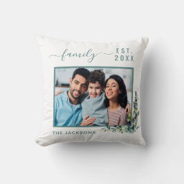 Cojín Decorativo Foto familiar eucalipto nombre blanco verde