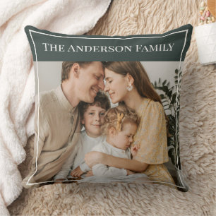 Cojín Decorativo Foto familiar personalizada Nombre de familia pe