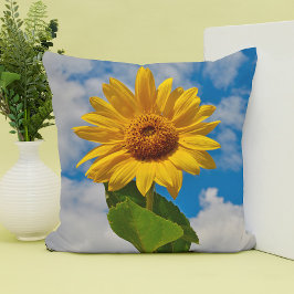 Cojín Decorativo Foto floral de flor verde girasol y amarilla