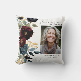 Cojín Decorativo Foto floral de la Marina Borgoña Keepsake Pillow