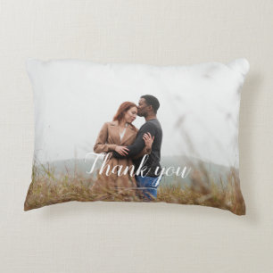 Cojín Decorativo Foto "Gracias" con letras de mano del personalizad