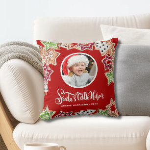 Cojín Decorativo Foto linda del ayudante de Santa en Navidad