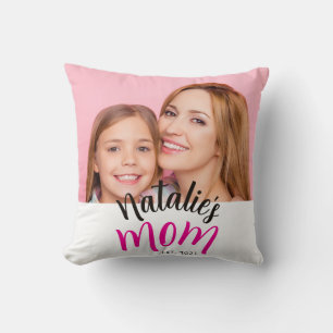 Cojín Decorativo Foto Mamá Establecida Nombre del Niño Año Personal