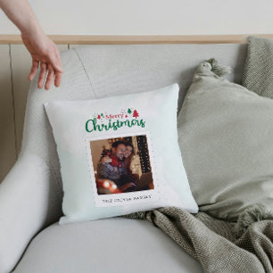 Cojín Decorativo Foto moderna de Feliz Navidad personalizada