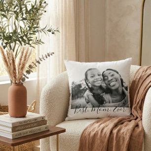 Cojín Decorativo Foto Moderna en Blanco y Negro Mejor Mamá del Mund