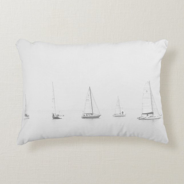 Cojín Decorativo Foto náutica de los veleros negros y blancos del (Anverso)