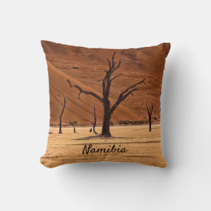 Cojín Decorativo Foto paisajística de Namibia muerta con texto