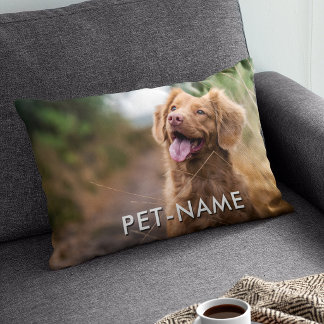 Cojín Decorativo Foto personalizada 2 con tu perro 2 nombre en la i