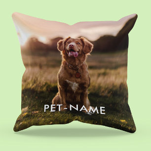 Cojín Decorativo Foto personalizada 2 con tu perro 2 nombre en la i