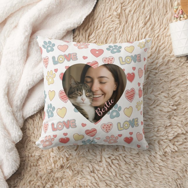 Cojín Decorativo Foto Personalizada Corazón Mascota y Dueño (Manta)