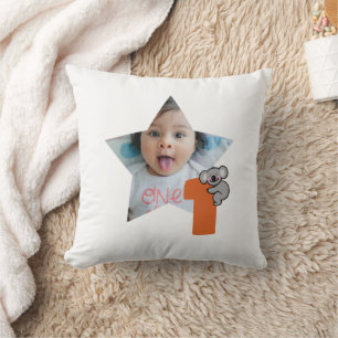 Cojín Decorativo Foto personalizada cumpleaños 1 año, Un año dulce,
