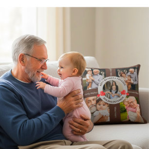 Cojín Decorativo Foto personalizada de abuelo y nieta