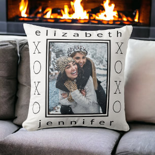 Cojín Decorativo Foto personalizada de amigos modernos XOXO