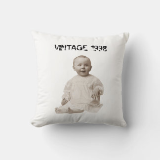 Cojín Decorativo Foto personalizada de cumpleaños feliz retro vinta