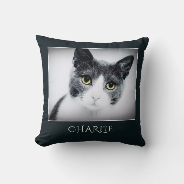 Cojín Decorativo Foto personalizada de gato (Anverso)