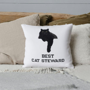 Cojín Decorativo Foto personalizada de gato negro lindo con cita di