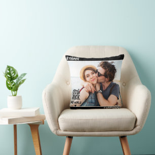Cojín Decorativo Foto personalizada de Grunge negro 'Tú haces girar
