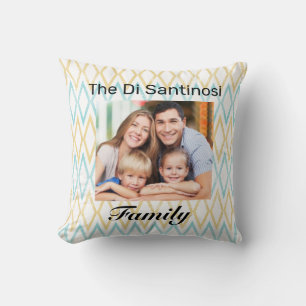 Cojín Decorativo Foto personalizada de la familia de diamantes Aqua