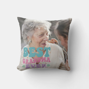 Cojín Decorativo Foto personalizada de la mejor abuela jamás retro