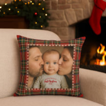 Foto personalizada de la primera Navidad en tartán