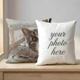 Cojín Decorativo Foto Personalizada de Mascota Gato Espiando con Lo