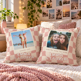 Cojín Decorativo Foto personalizada de mejores amigas con cuadros o