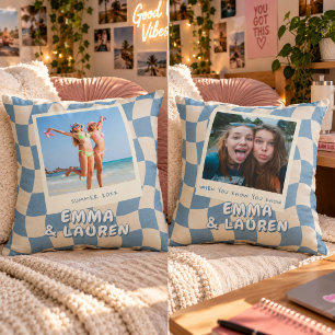 Cojín Decorativo Foto personalizada de mejores amigos con patrón on