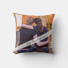 Cojín Decorativo Foto personalizada de mejores amigos para siempre