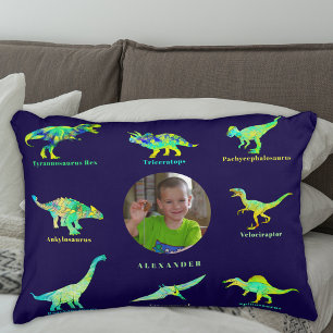Cojín Decorativo Foto Personalizada de Niños Dinosaurio