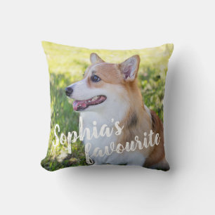 Cojín Decorativo Foto personalizada de perro con nombre