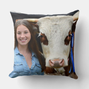 Cojín Decorativo Foto personalizada de vaca de exposición ganadera