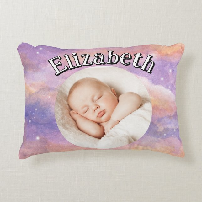 Cojín Decorativo Foto personalizada del bebé | Foto del bebé del pe (Anverso)