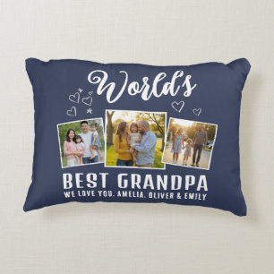 Cojín Decorativo Foto personalizada del mejor abuelo del mundo 3