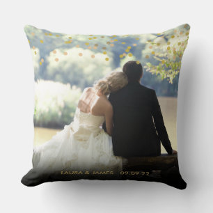 Cojín Decorativo Foto Personalizada Elegante Confeti Dorado