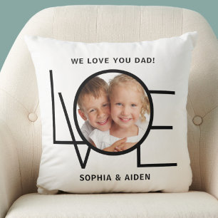 Cojín Decorativo Foto personalizada Te amamos papá Día del padre