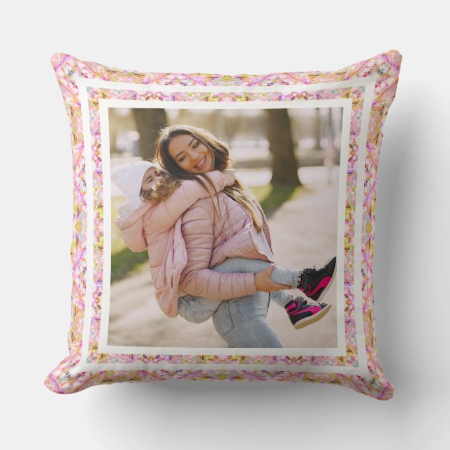 Cojín Decorativo Foto personalizado Pastel Rosa Feliz Día Verde de  (Anverso)