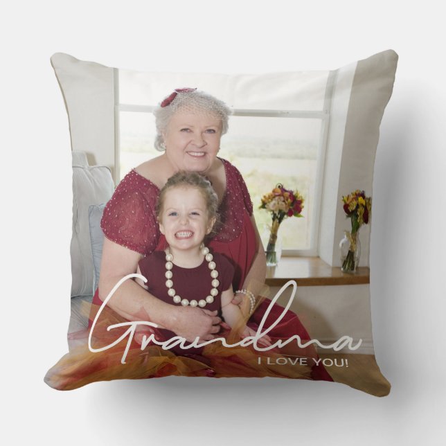 Cojín Decorativo Foto personalizado personalizada Te amo abuela (Anverso)