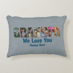 Cojín Decorativo Foto Pillow GRANDPA Te queremos, añada nombres de 