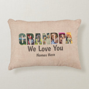 Cojín Decorativo Foto Pillow GRANDPA Te queremos, añada nombres de 