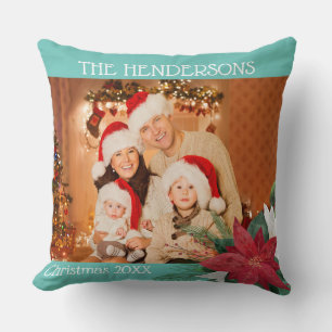Cojín Decorativo Foto Regalo de Navidad Poinsettia Funda de Almohad