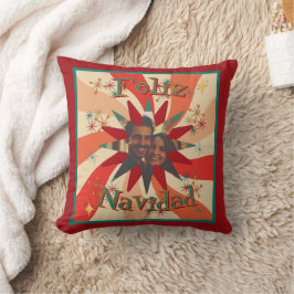 Cojín Decorativo Foto Retro Feliz Navidad y Mensaje de Navidad