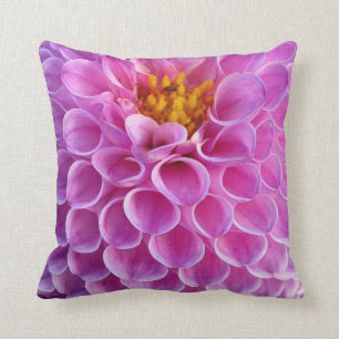 Cojín Decorativo Foto rosada de la flor de la dalia
