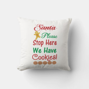 Cojín Decorativo Foto Santa Por favor detente aquí Tenemos galletas