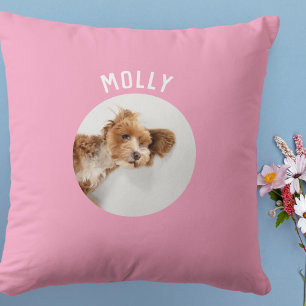 Cojín Decorativo Foto simple y moderna de Mascota de niñas rosa per