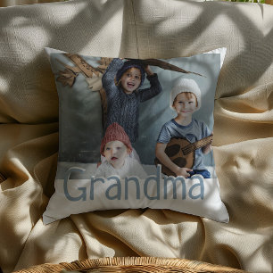 Cojín Decorativo Foto y cita de abuela moderna   Color personalizad