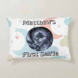 Cojín Decorativo Foto y nombre de primer selfie de ultrasonido pers