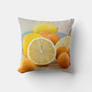 Cojín Decorativo Fotografía de alimentos de limones y albaricoques