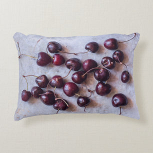 Cojín Decorativo Fotografía de Cerezas Rojas Frescas