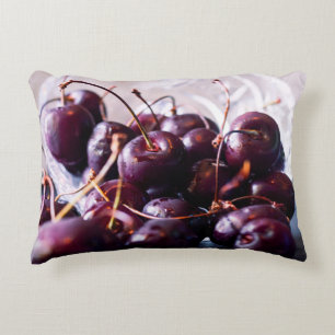 Cojín Decorativo Fotografía de Cerezas Rojas Frescas