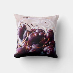 Cojín Decorativo Fotografía de Cerezas Rojas Frescas